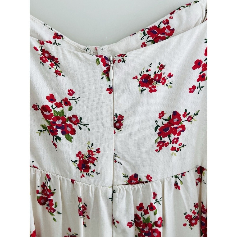 NWT ASTR The Label Corset Red Floral Pleated Sweetheart Midi Dress Strappy L - Picture 7 of 14
